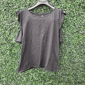Women's Large (12/14) Black Cold Shoulder Top